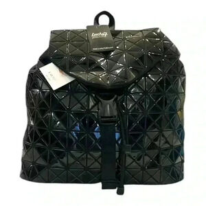 Lucky Brand Shiny Black Geometric Backpack